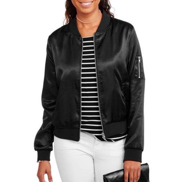 No Boundaries Juniors' Satin Bomber Jacket Large - Picture 1 of 6